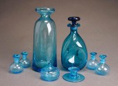 COLLECTION OF BLUE GLASS BOTTL