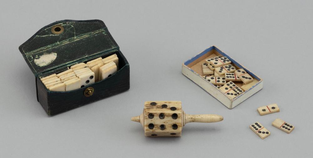 COLLECTION OF BONE GAME PIECES 19TH