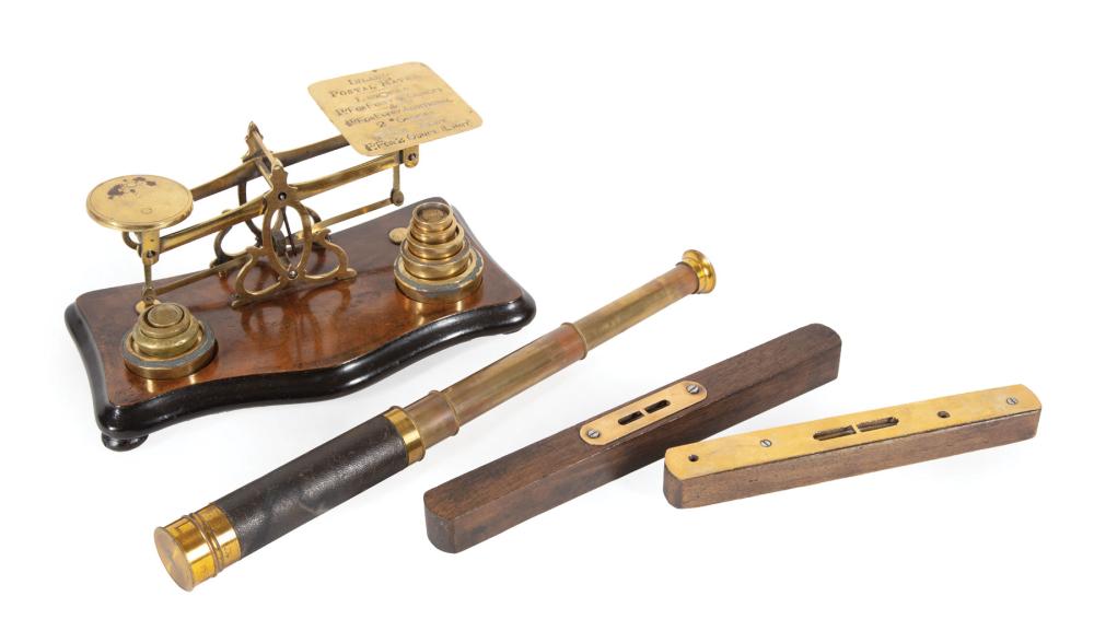 COLLECTION OF BRASS AND HARDWOOD