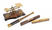 COLLECTION OF BRASS AND HARDWO