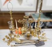 COLLECTION OF BRASS CANDELABRA