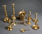 COLLECTION OF BRASS CANDLEHOLD
