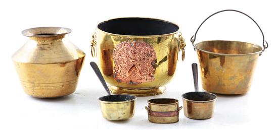 Collection of brass jardiniere vase
