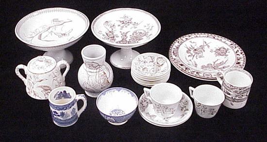 Collection of brown transferware by