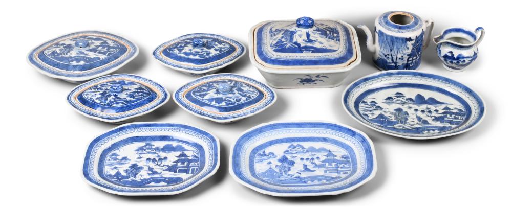 COLLECTION OF CANTON BLUE AND WHITE
