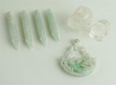COLLECTION OF CARVED JADE AND