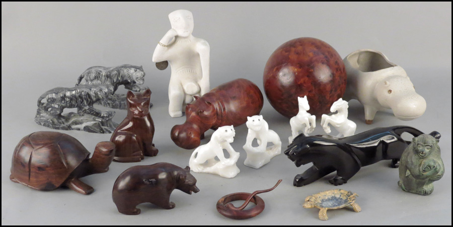 COLLECTION OF CARVED WOOD AND