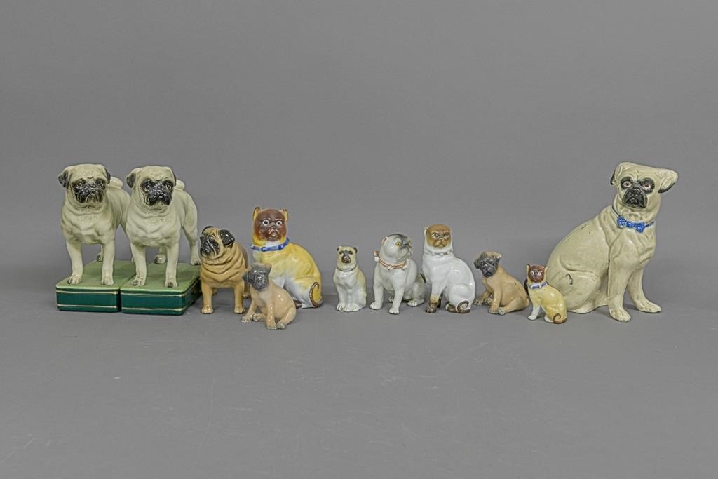 Collection of ceramic/porcelain pug