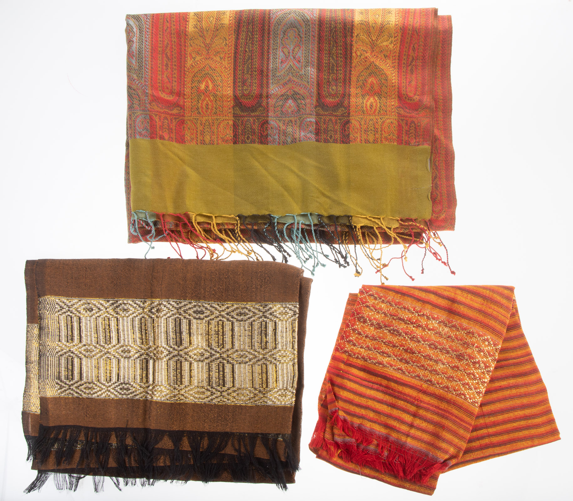 COLLECTION OF COLORFUL SCARVES Silk