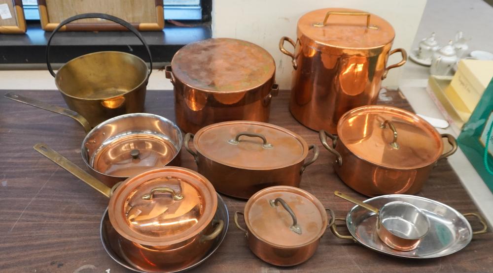 COLLECTION OF COPPER KITCHENWARE,