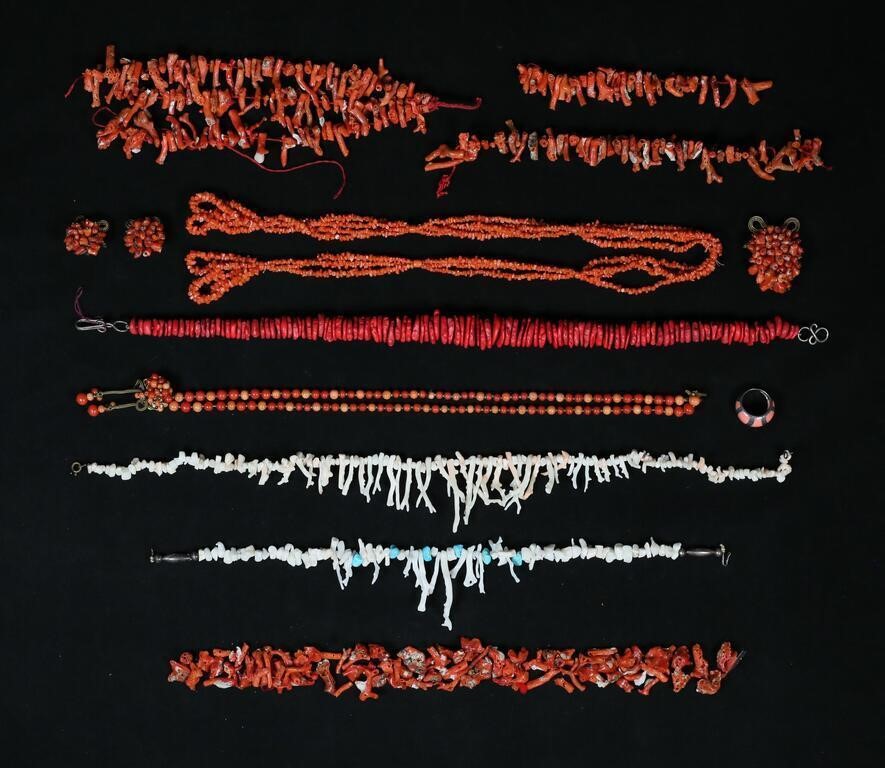 COLLECTION OF CORAL JEWELRYSterling