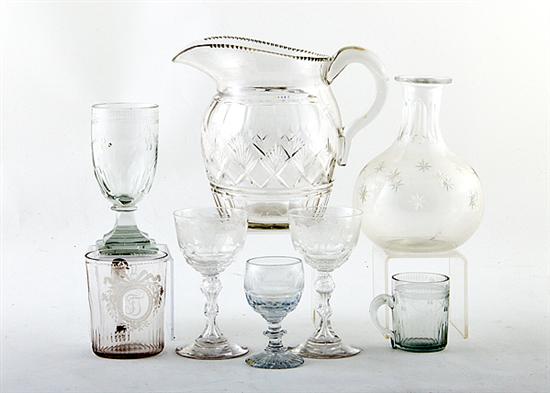 Collection of early blown glass mug