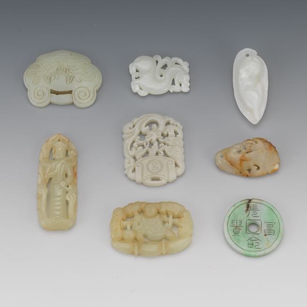 COLLECTION OF EIGHT CARVED JADE