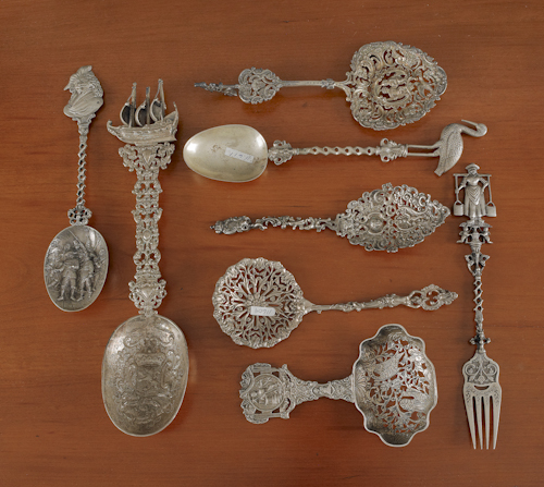 Collection of eight Dutch silver