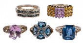 COLLECTION OF FIVE 10KT. GEMST