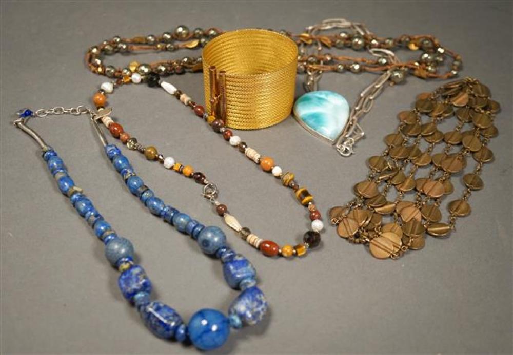 COLLECTION OF FIVE BEADED NECKLACES