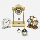 . Collection of five clocks. b