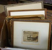 COLLECTION OF FIVE FRAMED ETCH