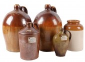COLLECTION OF FIVE GLAZED POTT
