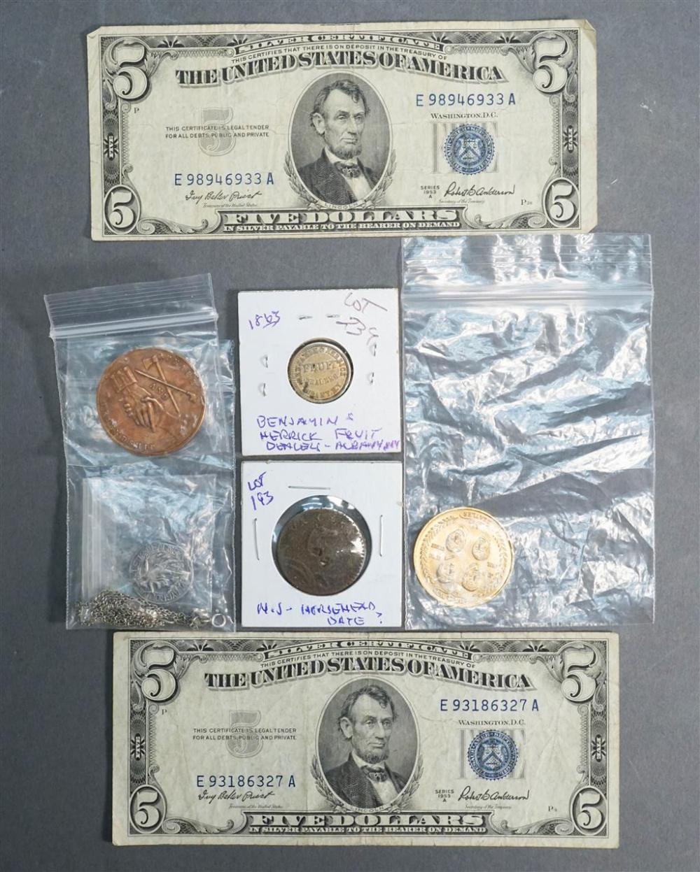 COLLECTION OF FIVE MEDALLIONS AND