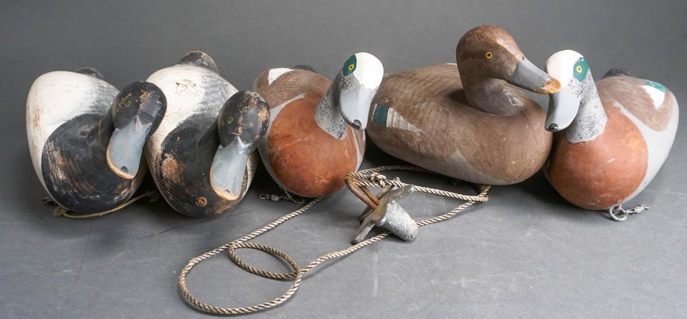 COLLECTION OF FIVE PAINTED WOOD