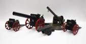 COLLECTION OF FIVE TOY CANNONS