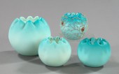 Collection of Four Blue Satin
