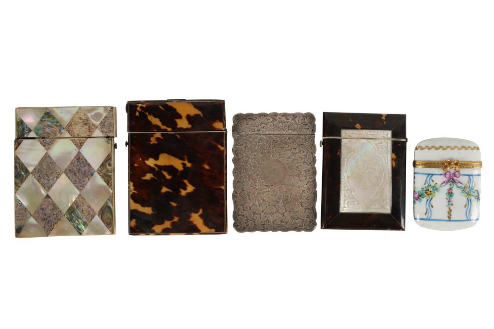 COLLECTION OF FOUR CARD CASES & A