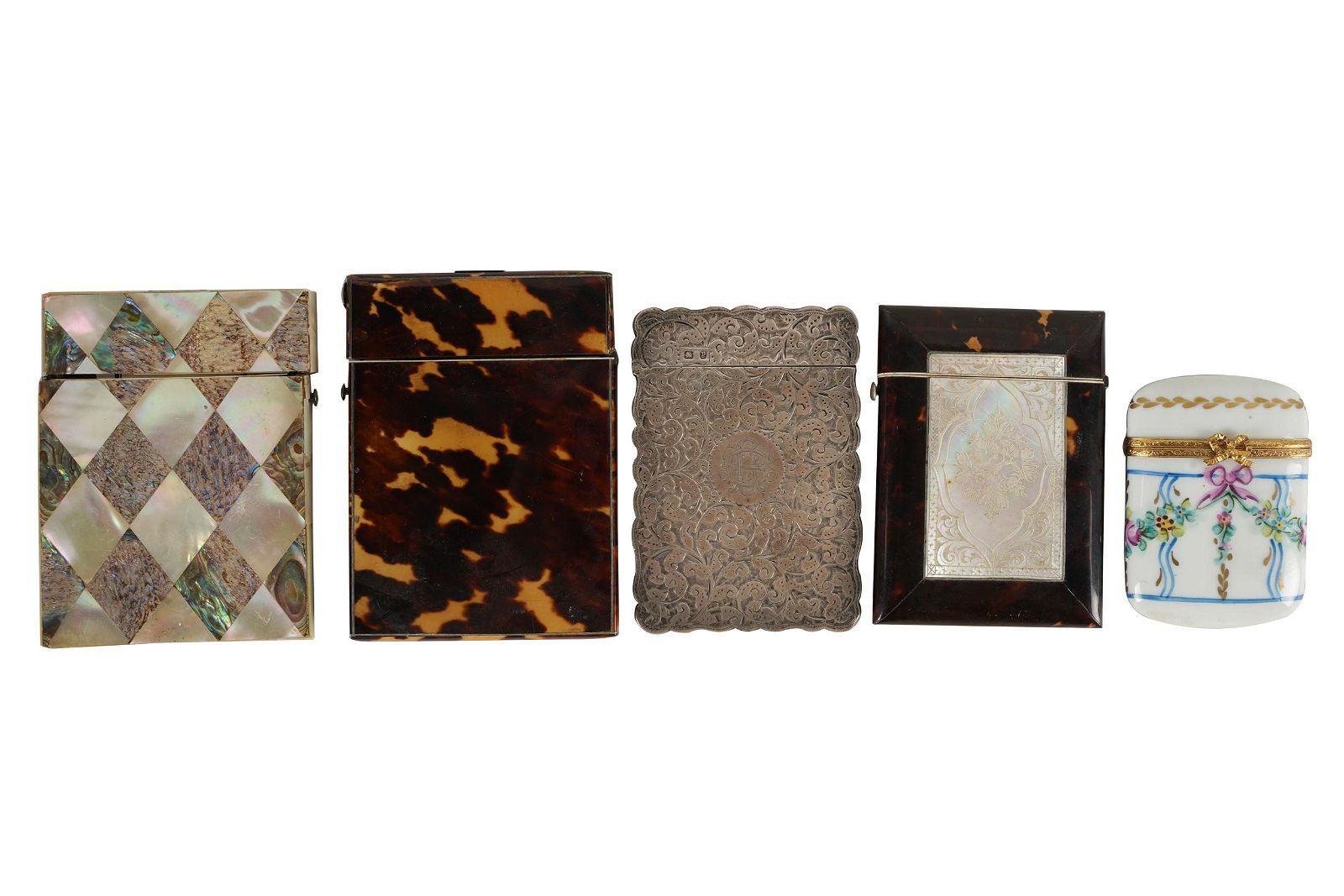 COLLECTION OF FOUR CARD CASES & A