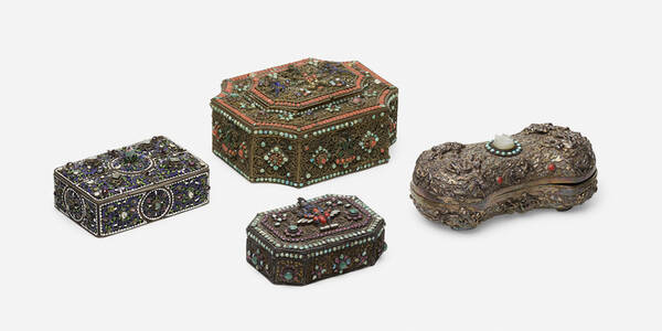 . Collection of four jeweled boxes.