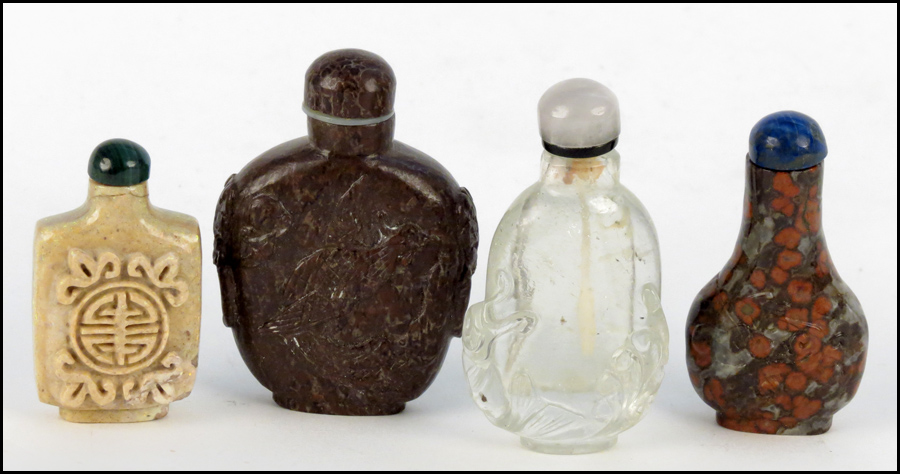 COLLECTION OF FOUR SNUFF BOTTLES.