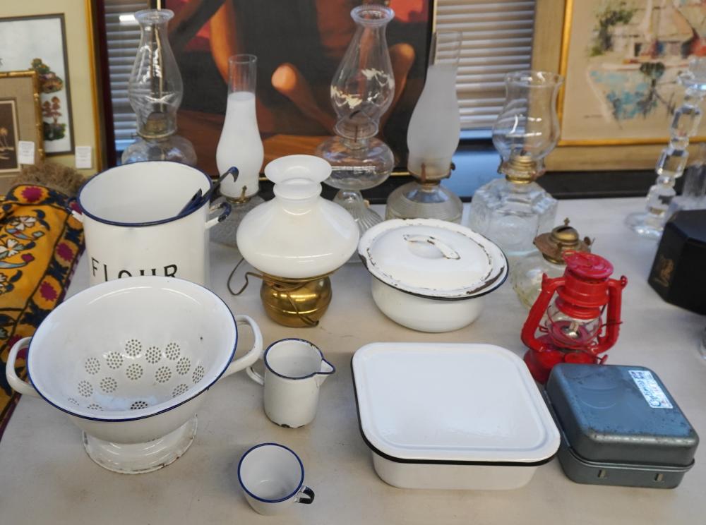 COLLECTION OF FUEL OIL LAMPS, ONE