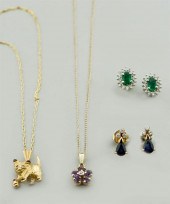 COLLECTION OF GEMSTONE AND 14K