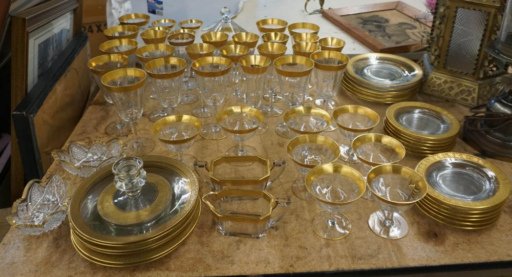 COLLECTION OF GILT RIM GLASS