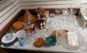 COLLECTION OF GLASSWARE, METAL
