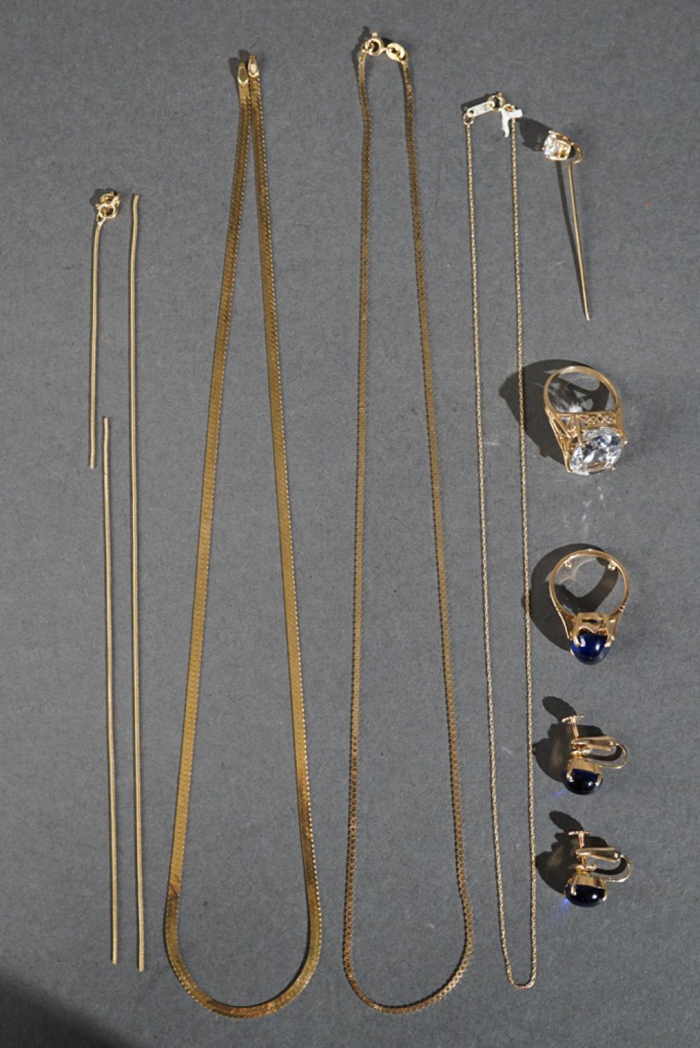 COLLECTION OF GOLD JEWELRY, 14K: