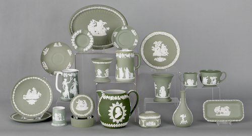 Collection of green Wedgwood
