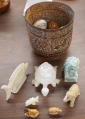 COLLECTION OF HARDSTONE EGGS A