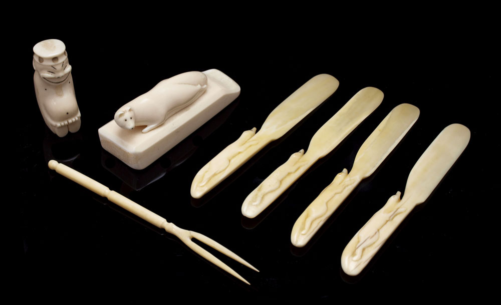 COLLECTION OF INUIT IVORY CARVINGS: