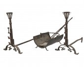 COLLECTION OF IRON ANDIRONS AN