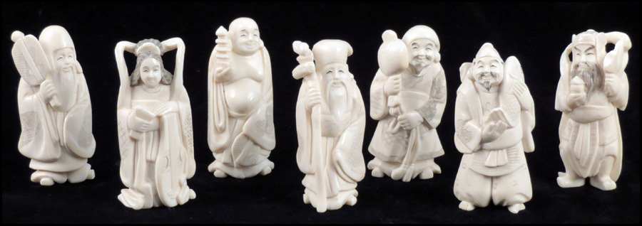 COLLECTION OF IVORY FIGURES.