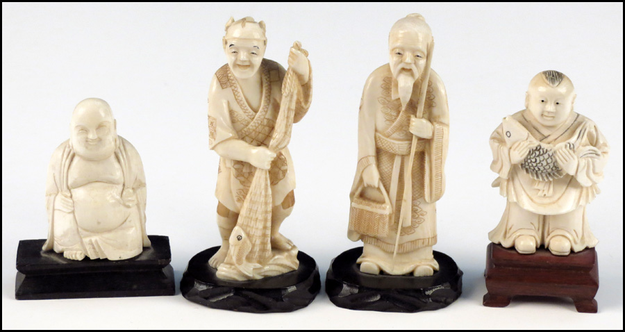 COLLECTION OF IVORY FIGURES.
