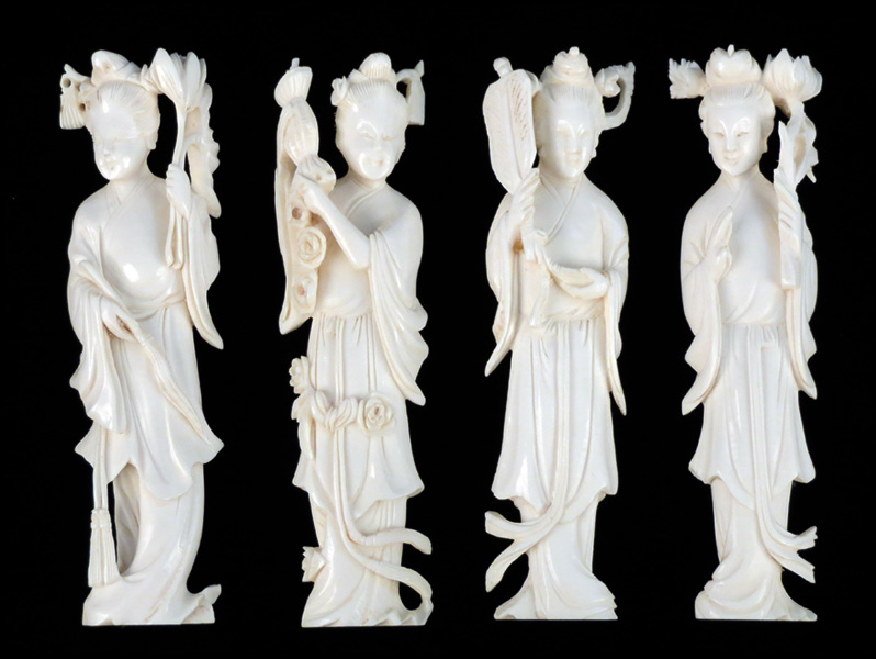 COLLECTION OF IVORY FIGURES.