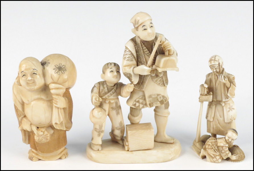COLLECTION OF IVORY FIGURES.