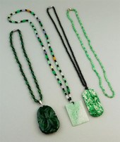 COLLECTION OF JADE GLASS NECKL