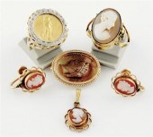 Collection of jewelry: cameo r