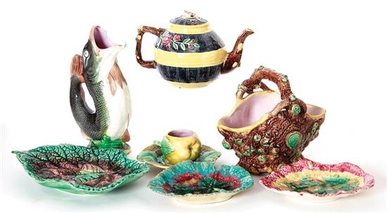Collection of Majolica serving