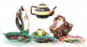 Collection of Majolica serving