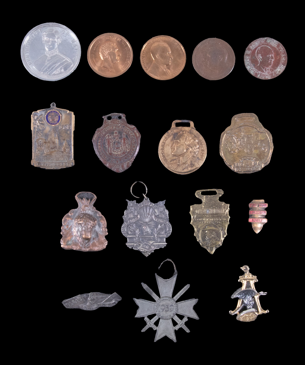 COLLECTION OF MEDALLIONS, FOBS &