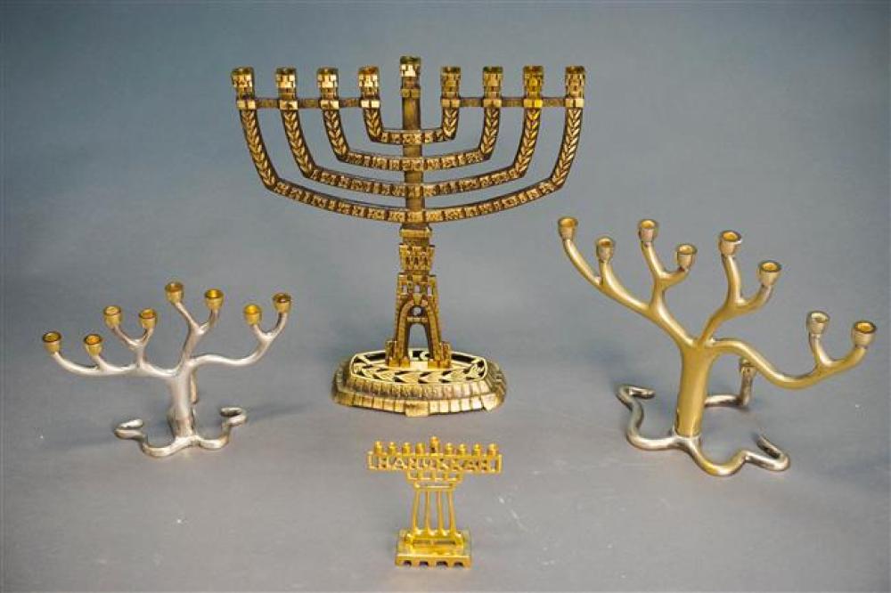 COLLECTION OF MENORAHS AND A PAIR